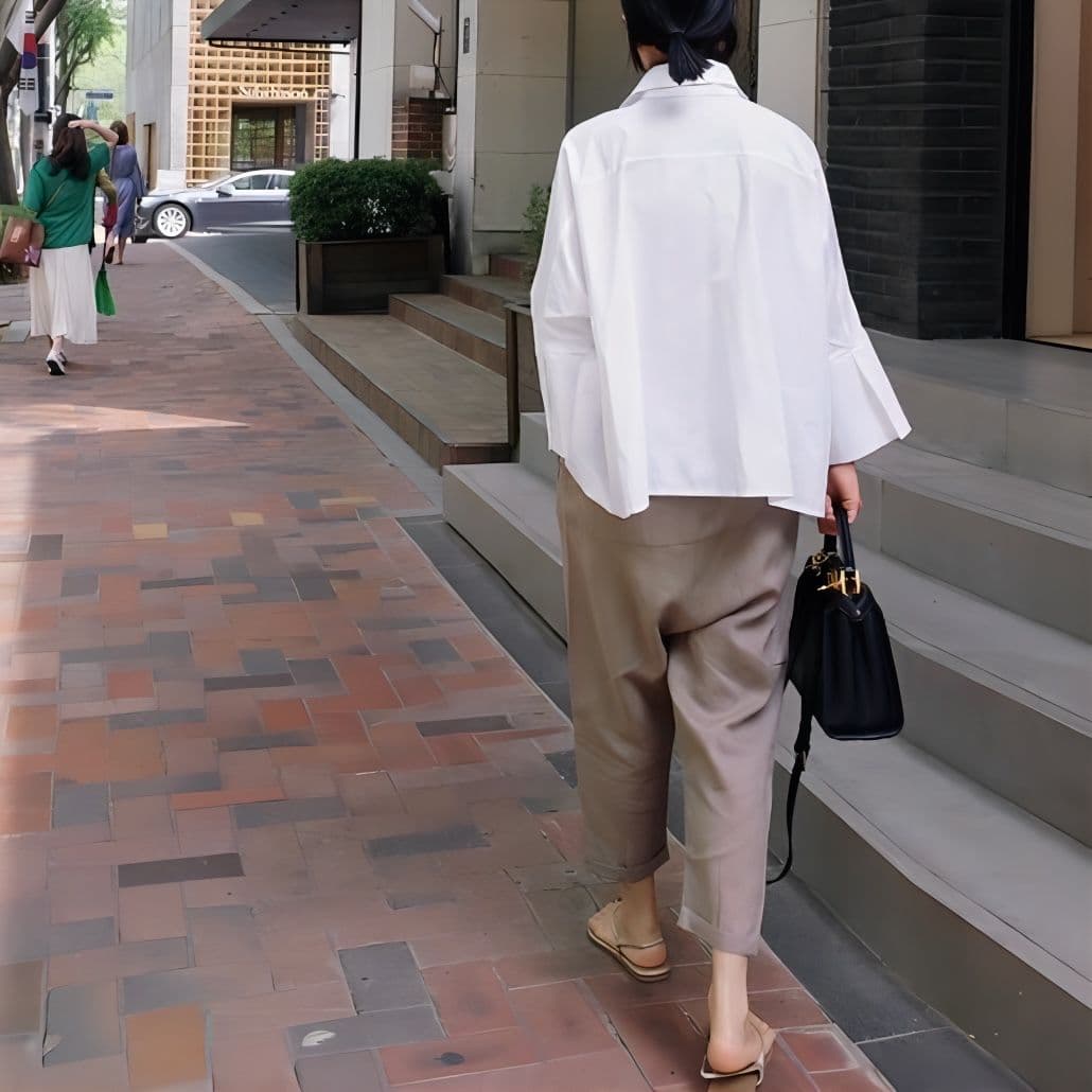 モード系ファッション【M〜XL対応】袖口ロングカフス×前後差シルエットシャツブラウス