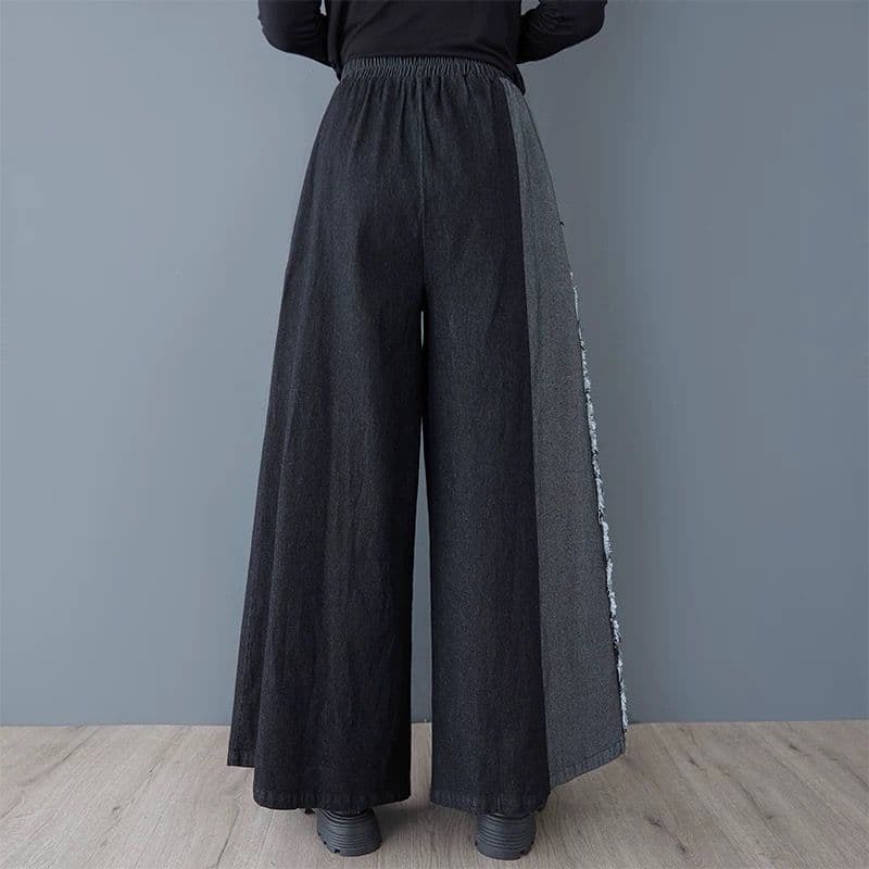 モード系ファッション 【ゆったりワイド×切りっぱなしライン】体型カバーもお洒落も叶う美脚デニムパンツ