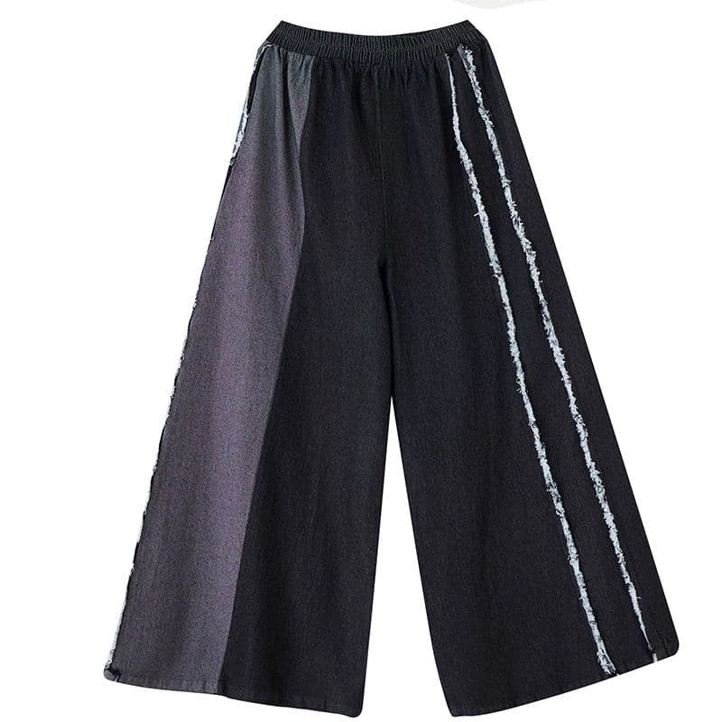 モード系ファッション 【ゆったりワイド×切りっぱなしライン】体型カバーもお洒落も叶う美脚デニムパンツ
