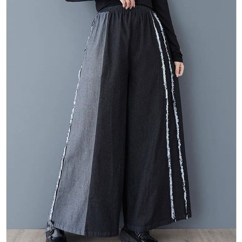 モード系ファッション 【ゆったりワイド×切りっぱなしライン】体型カバーもお洒落も叶う美脚デニムパンツ
