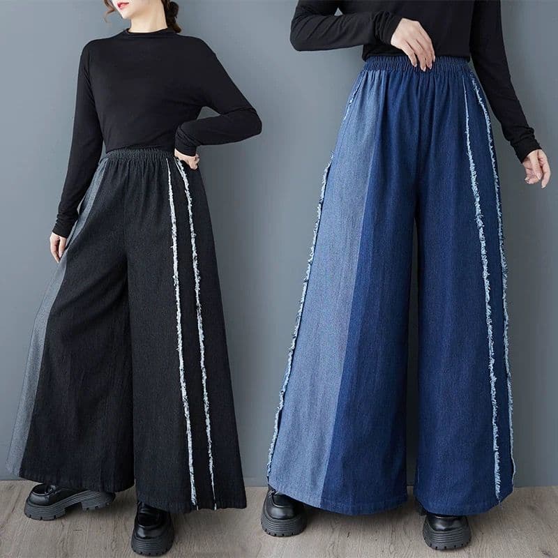 モード系ファッション 【ゆったりワイド×切りっぱなしライン】体型カバーもお洒落も叶う美脚デニムパンツ