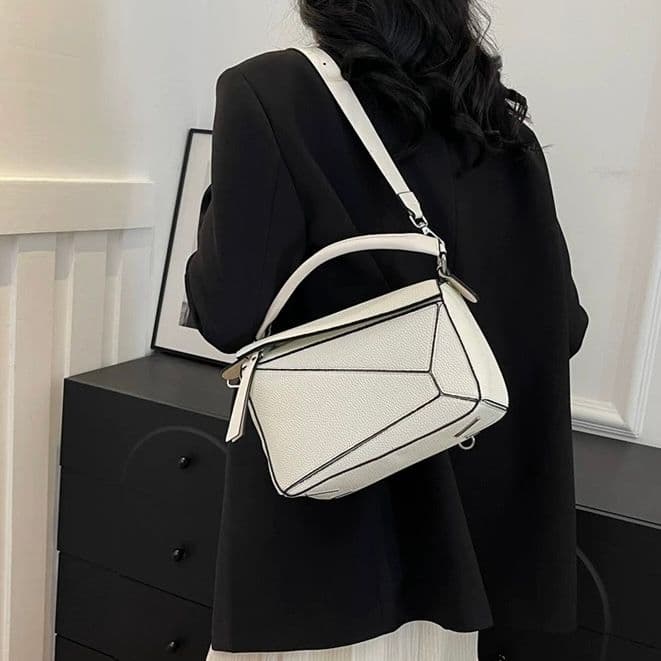 モード系ファッション【高見え×機能性】ジオメトリックデザインPUミニバッグ（6カラー展開）
