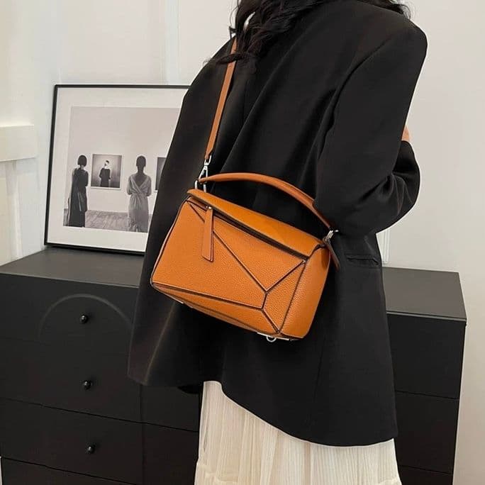 モード系ファッション【高見え×機能性】ジオメトリックデザインPUミニバッグ（6カラー展開）