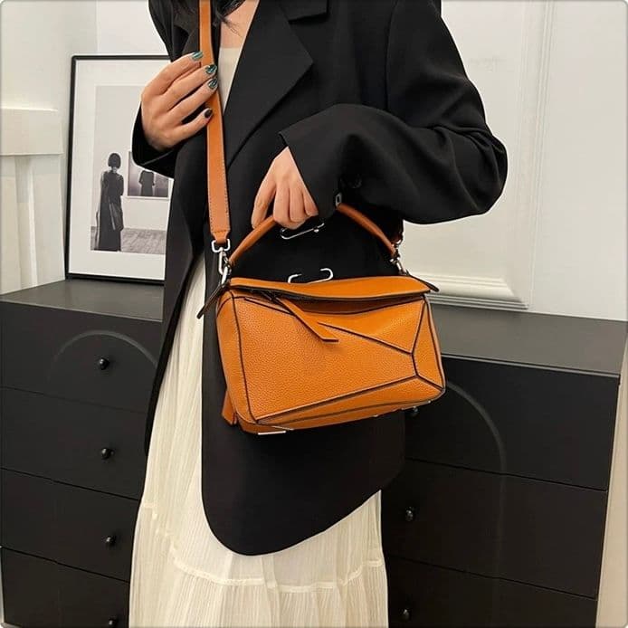 モード系ファッション【高見え×機能性】ジオメトリックデザインPUミニバッグ（6カラー展開）