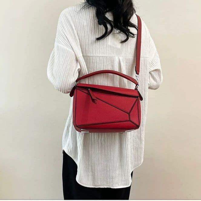 モード系ファッション【高見え×機能性】ジオメトリックデザインPUミニバッグ（6カラー展開）