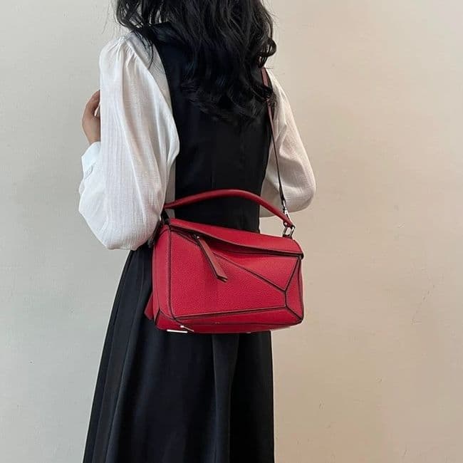 モード系ファッション【高見え×機能性】ジオメトリックデザインPUミニバッグ（6カラー展開）