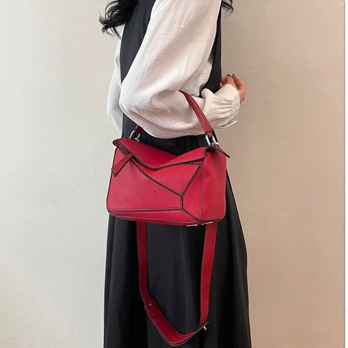 モード系ファッション【高見え×機能性】ジオメトリックデザインPUミニバッグ（6カラー展開）