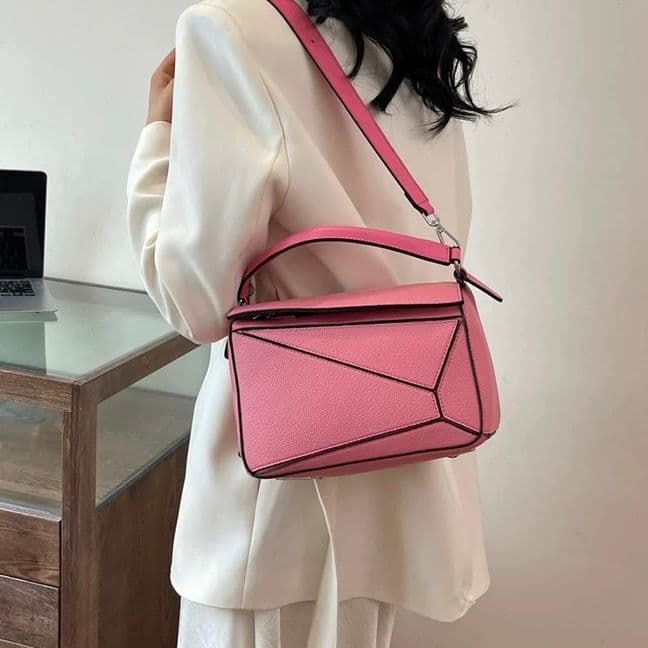 モード系ファッション【高見え×機能性】ジオメトリックデザインPUミニバッグ（6カラー展開）