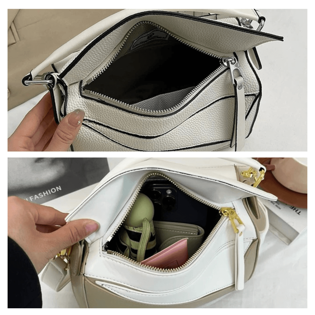 モード系ファッション【高見え×機能性】ジオメトリックデザインPUミニバッグ（6カラー展開）