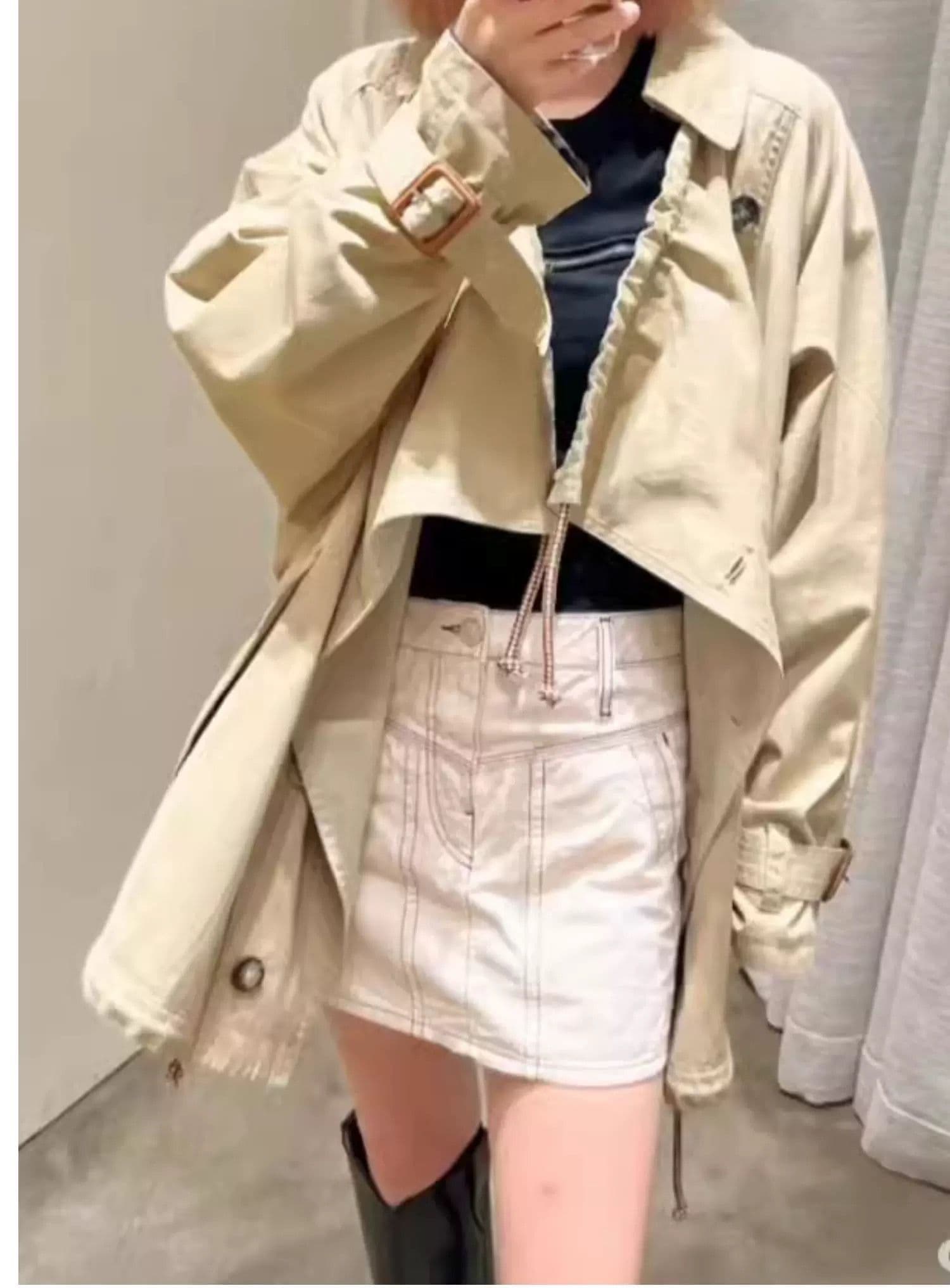 モード系ファッション ドレープデザインオーバーサイズトレンチコート