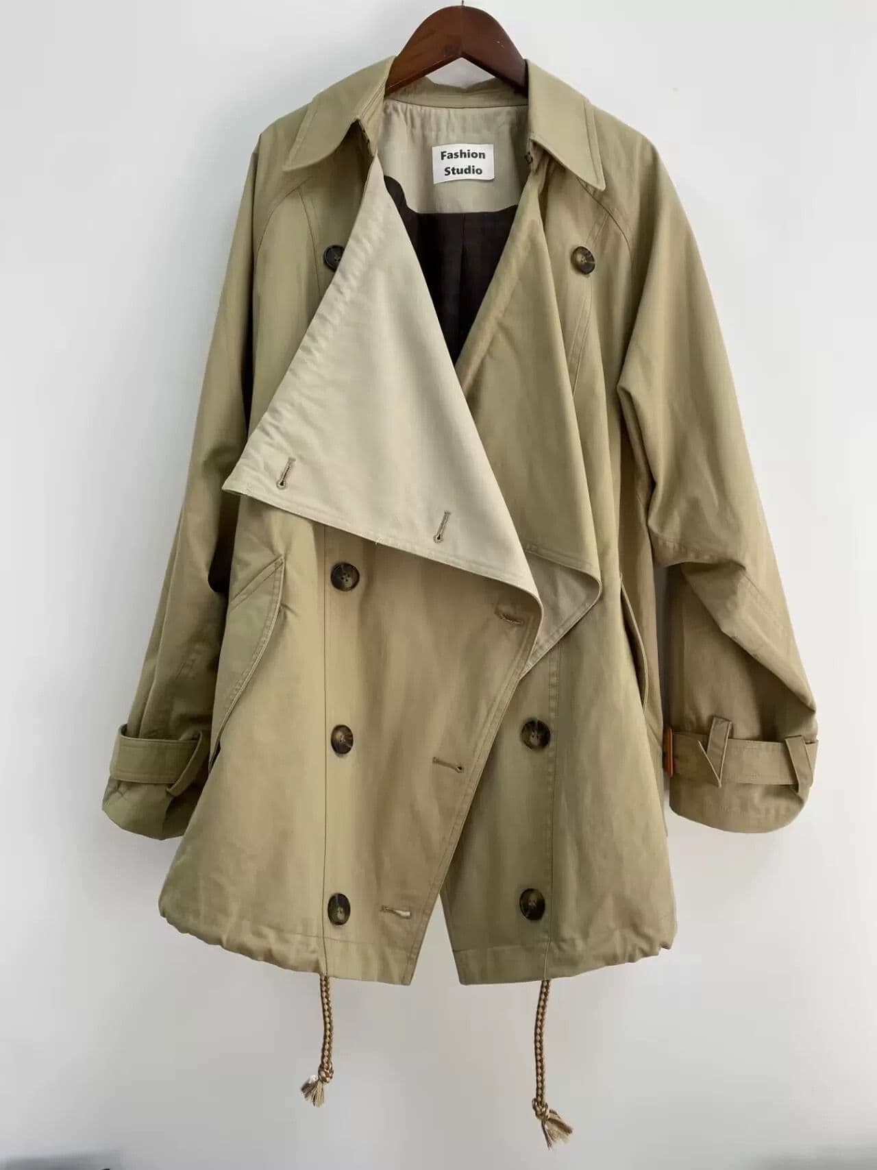 モード系ファッション ドレープデザインオーバーサイズトレンチコート