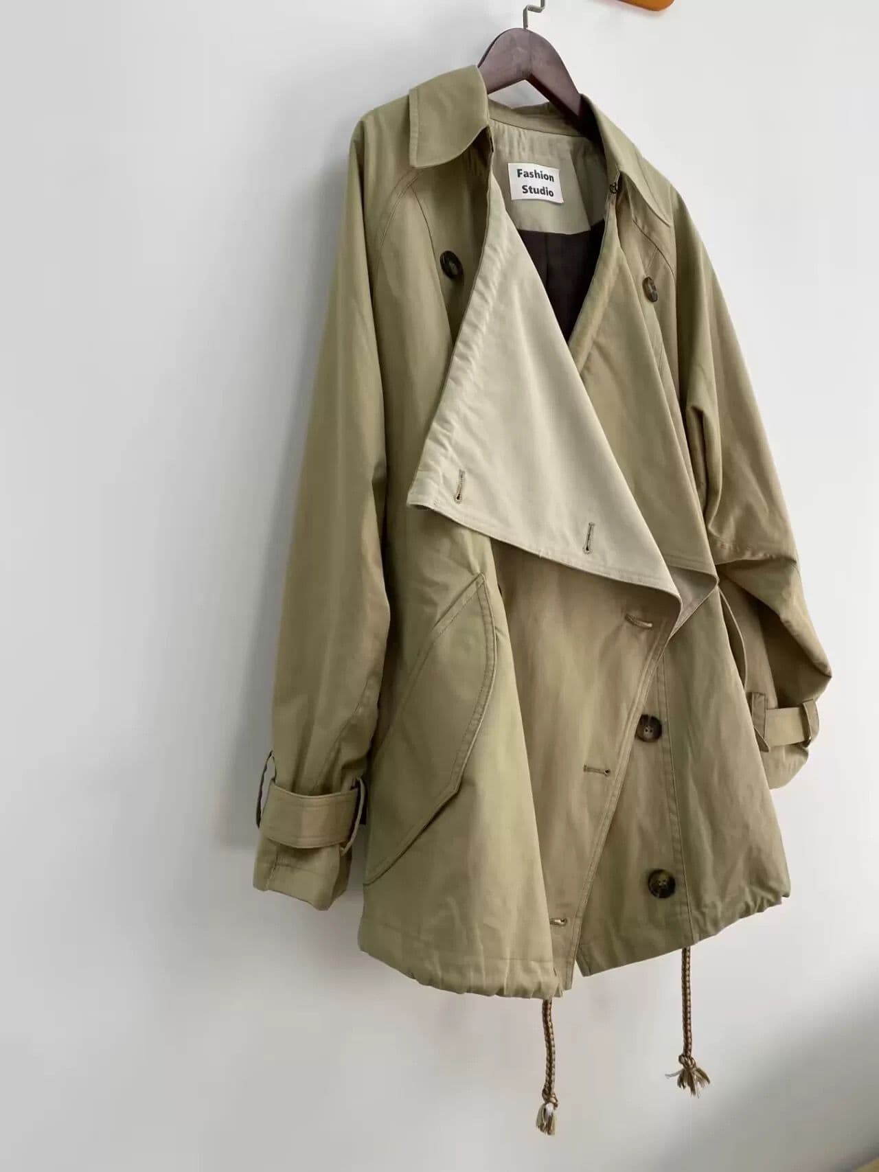 モード系ファッション ドレープデザインオーバーサイズトレンチコート
