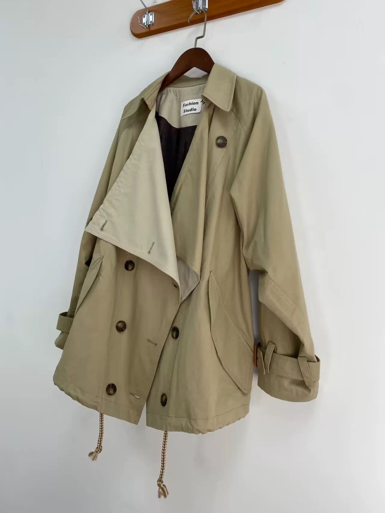 モード系ファッション ドレープデザインオーバーサイズトレンチコート