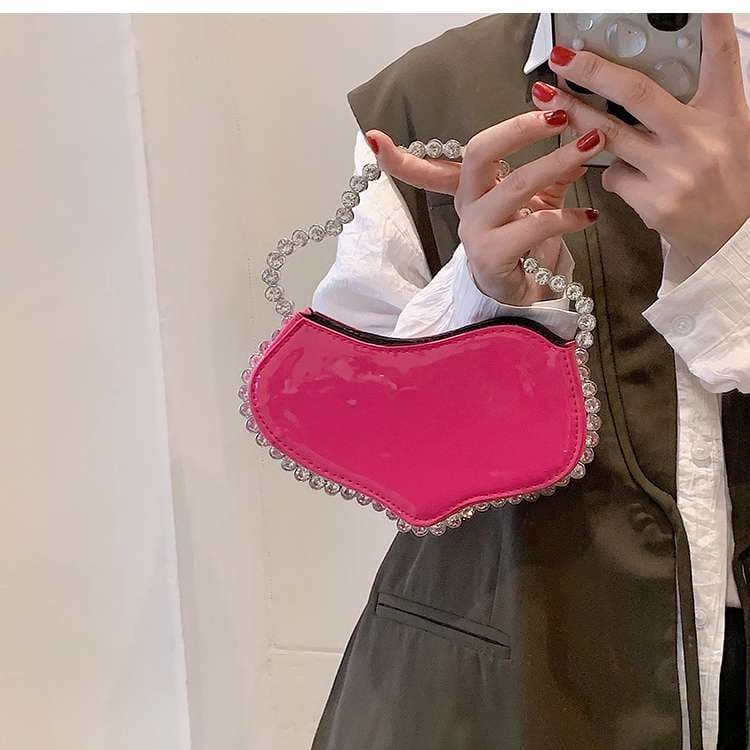 モード系ファッション ビジューストラップミニハンドバッグ