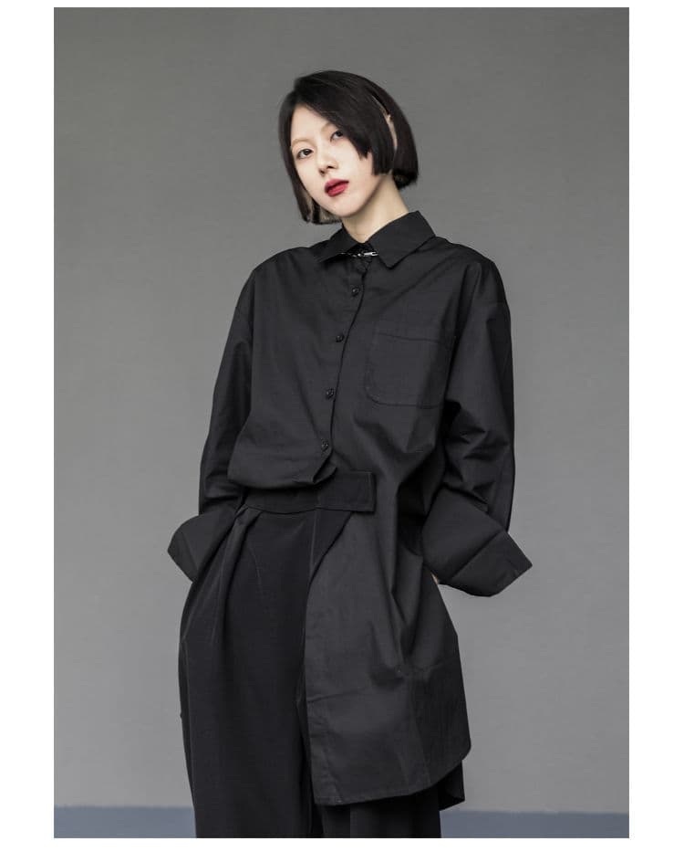 モード系ファッションング限定返礼品】  ユニセックス ロングシャツブラウス（白）