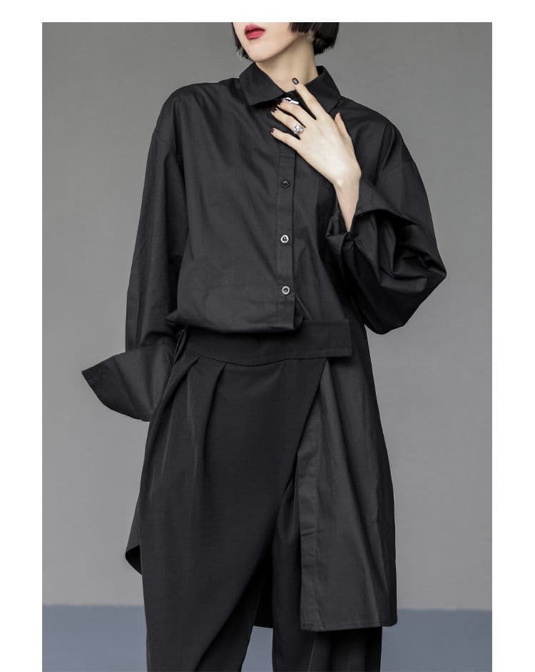 モード系ファッションング限定返礼品】  ユニセックス ロングシャツブラウス（白）