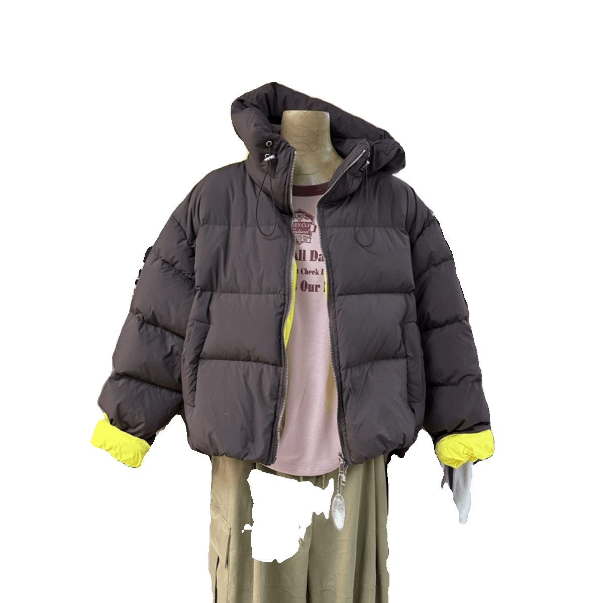 モード系ファッション カラーアクセントオーバーサイズダウンジャケット