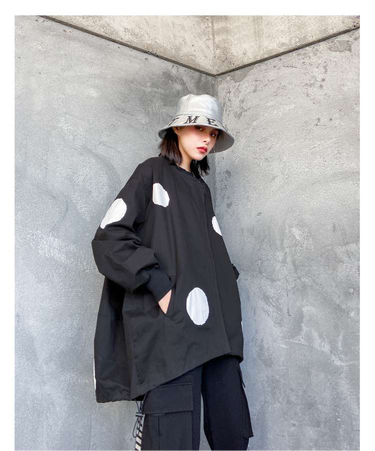 モード系ファッション ポルカドットオーバーサイズジャケット