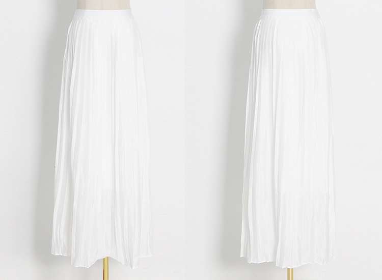 モード系ファッション モノトーンコントラストプリーツドレス