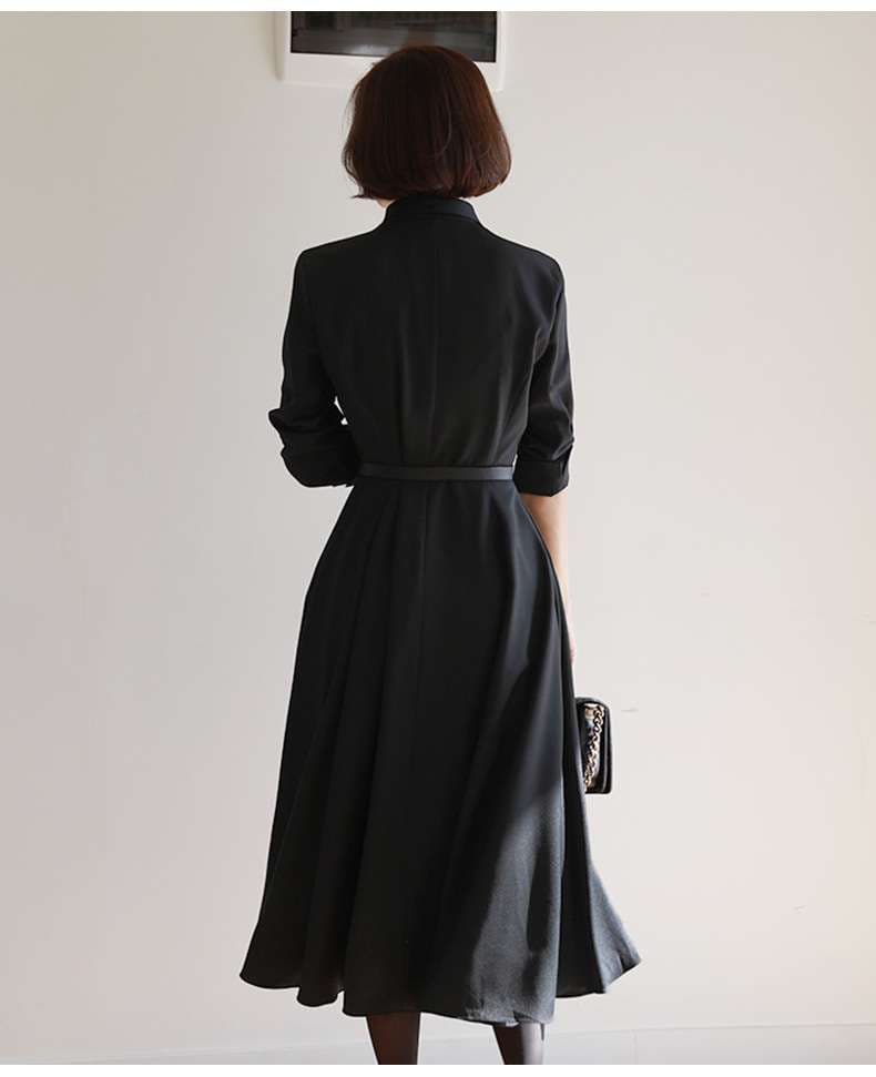 モード系ファッション エレガントベルテッドロングワンピース