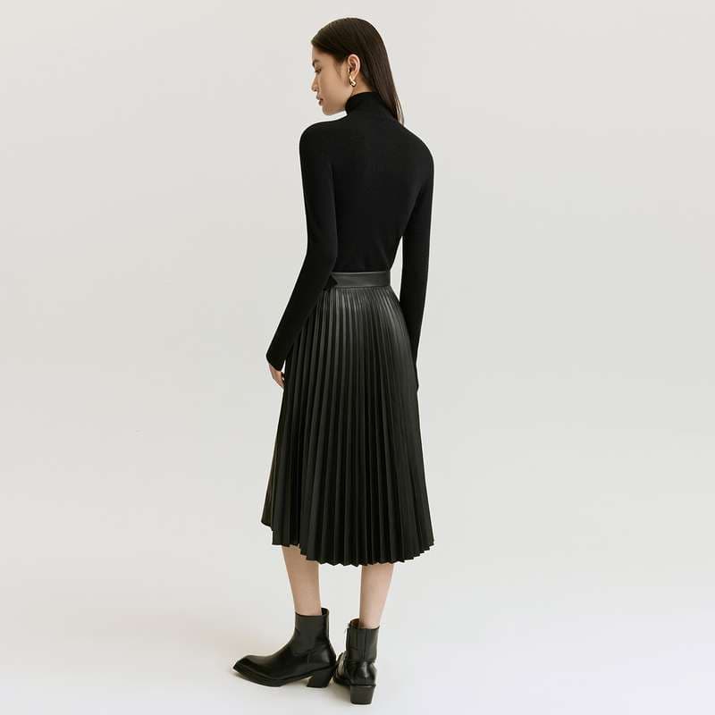 モード系ファッション プリーツデザインミディアムスカート