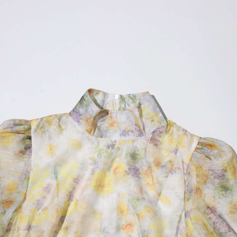 モード系ファッション エアリーフラワーティアードドレス