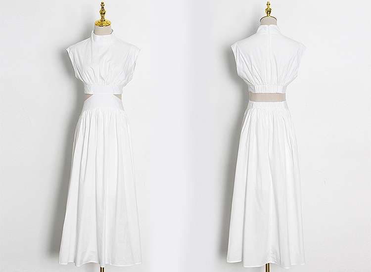 モード系ファッション エレガントカットアウトマキシドレス