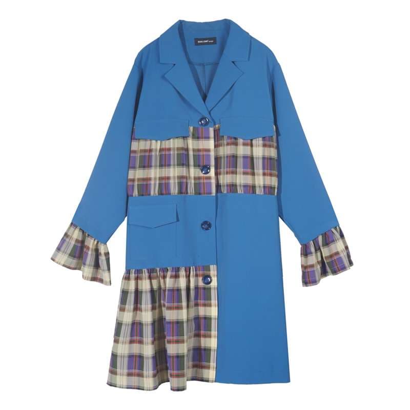 モード系ファッション エクレクティックブルーコートドレス