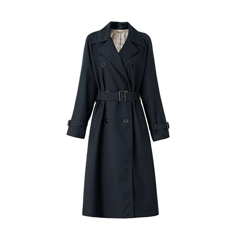 モード系ファッション 高級感漂うトレンチコート｜ロング丈｜ウエストベルト付き｜大人の洗練スタイル