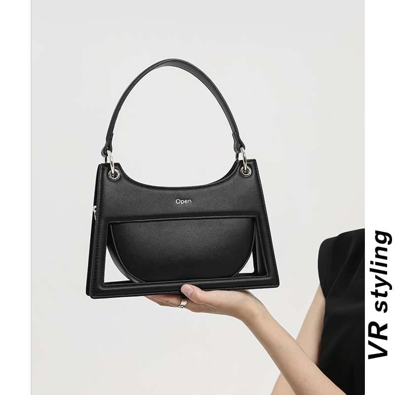 モード系ファッション モダンフレームハンドバッグ "オープン"