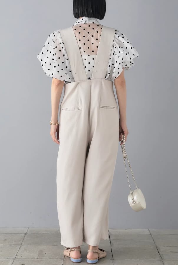 モードファッション ドット柄シースルーブラウス – モードな甘さをプラス