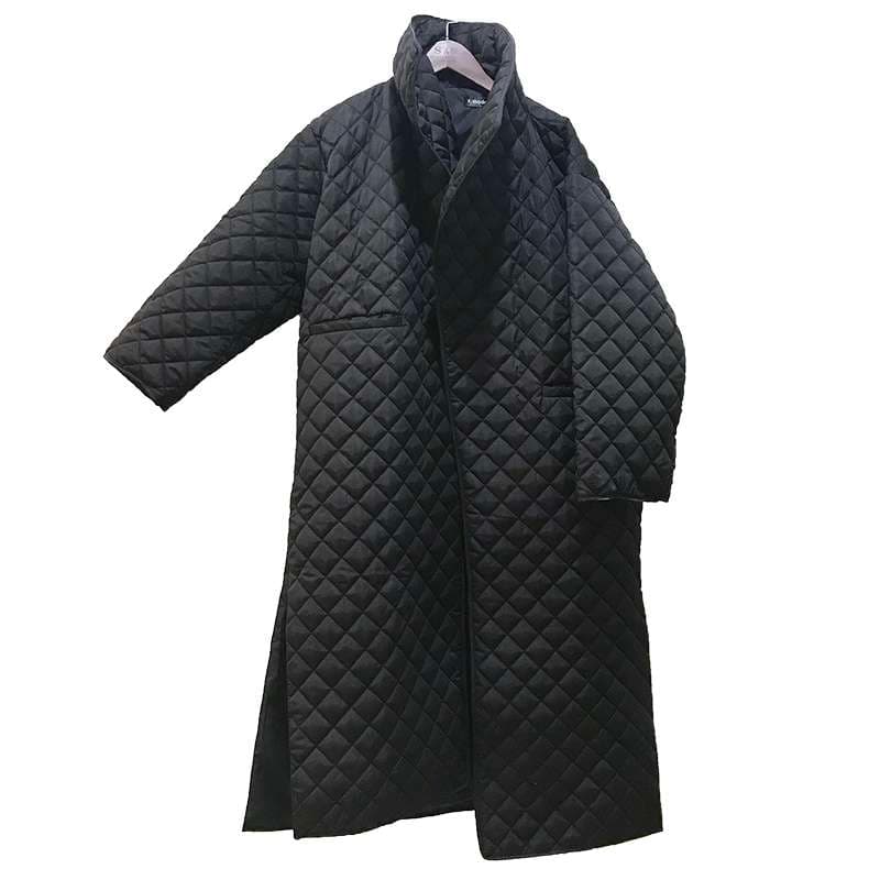 モード系ファッション キルティングロングコート