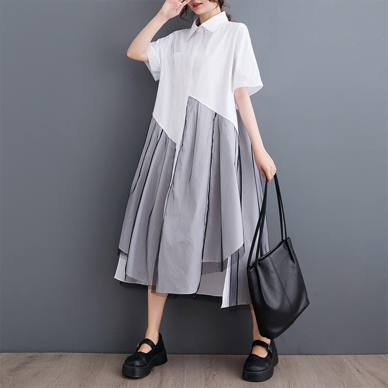 モード系 他と差がつく！アシメ切替バイカラーワンピ｜春夏の主役プチプラワンピース