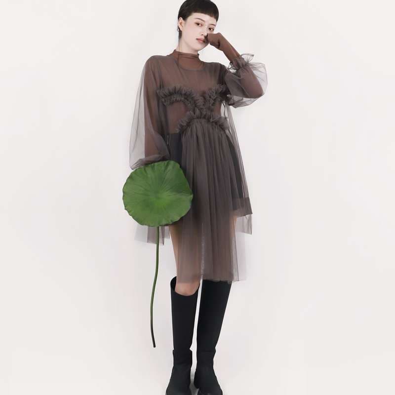 モード系ファッション エコーな花姫のチュールドレス