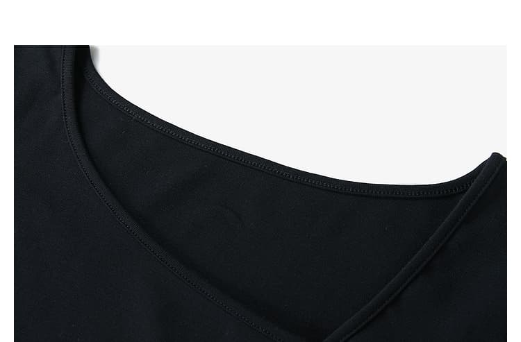 モード系 骨格ストレートに映える｜上質新疆綿カッターシャツ風Tシャツ【ブラック】