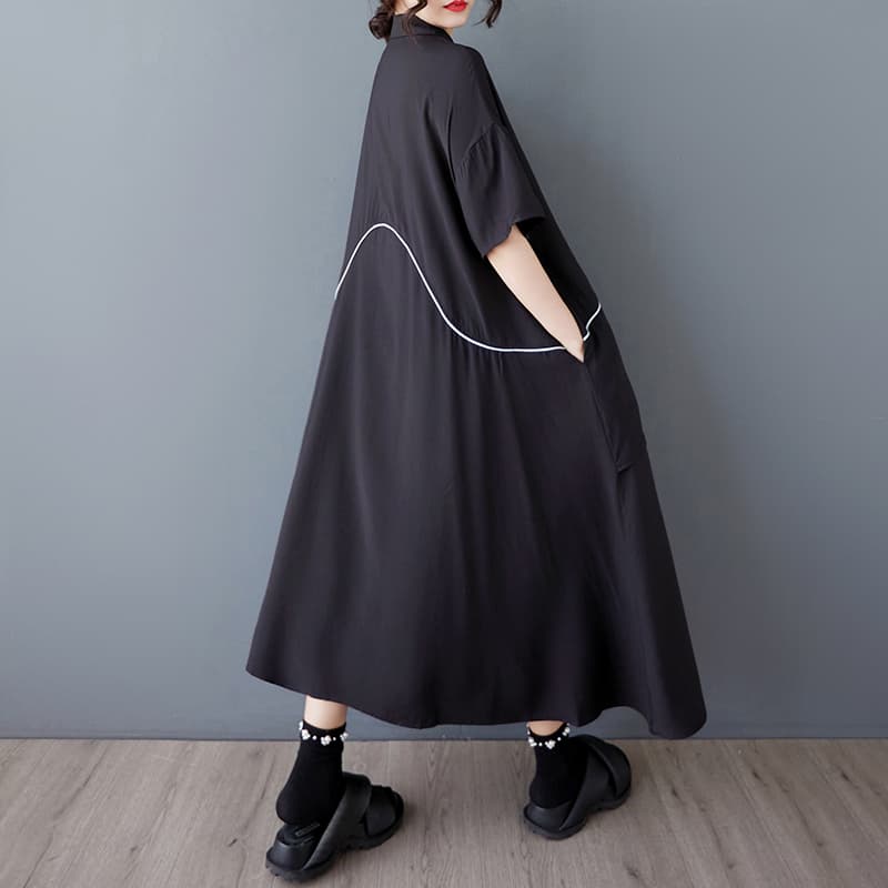 モード系ファッション レディース アシンメトリーデザインが光るモードなワンピース｜ゆったり体型カバー×着映えフォルム