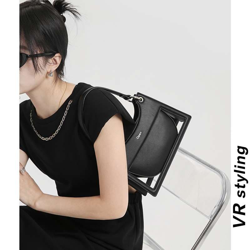 モード系ファッション モダンフレームハンドバッグ "オープン"