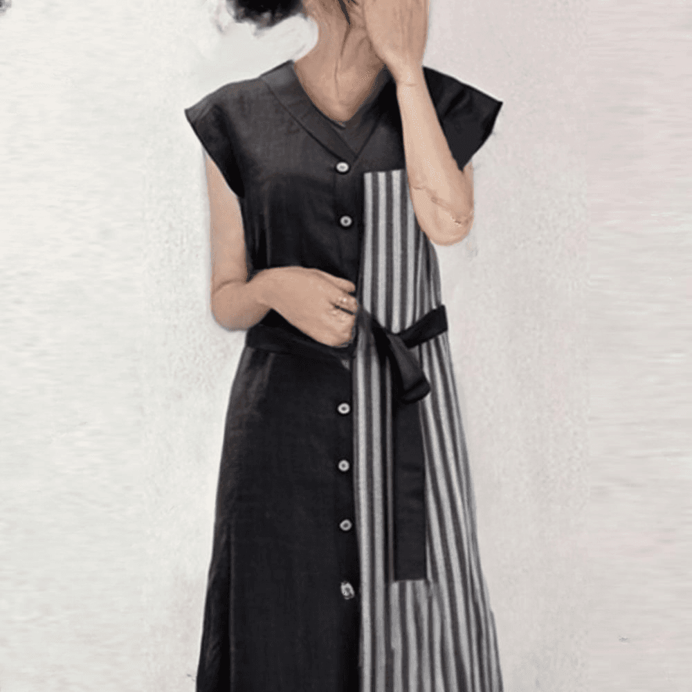 モード系ファッション ストライプフレアスカート｜美シルエット×ウエストゴムで快適スタイルアップ