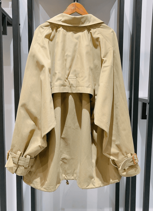 モード系ファッション ドレープデザインオーバーサイズトレンチコート