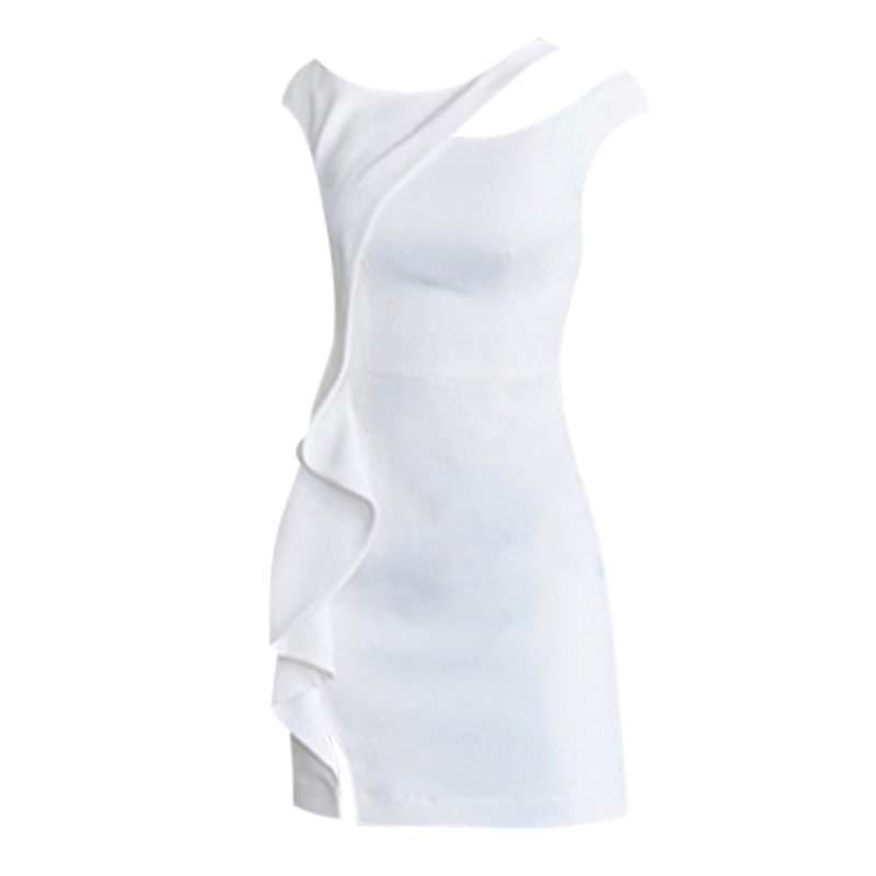 モード系ファッション エレガントなワンショルダーミニドレス