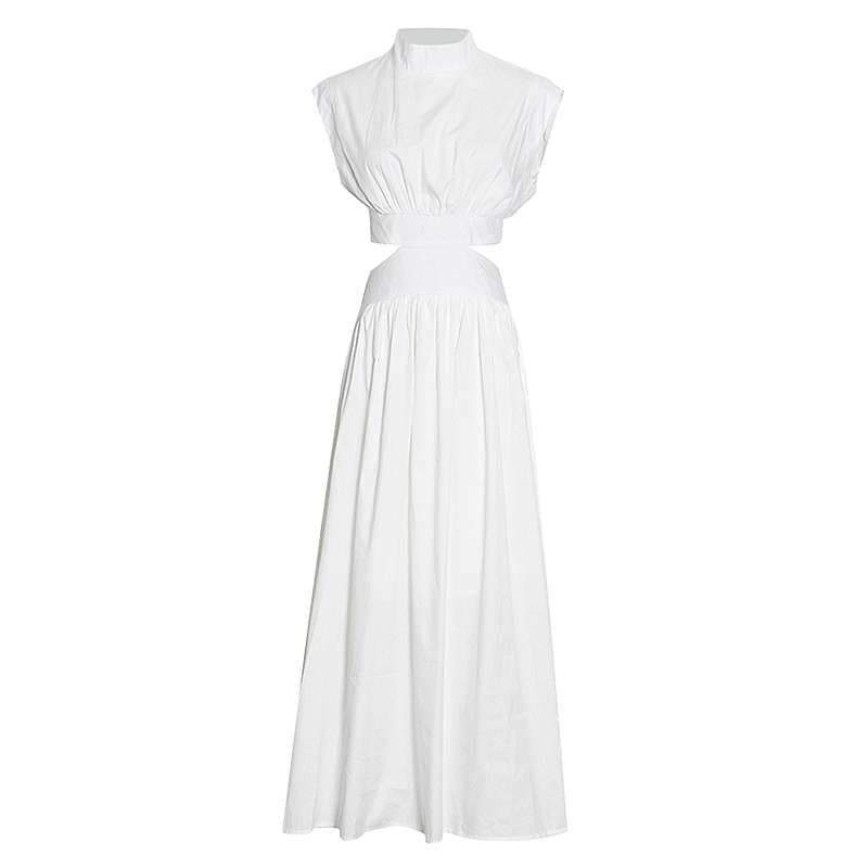 モード系ファッション エレガントカットアウトマキシドレス