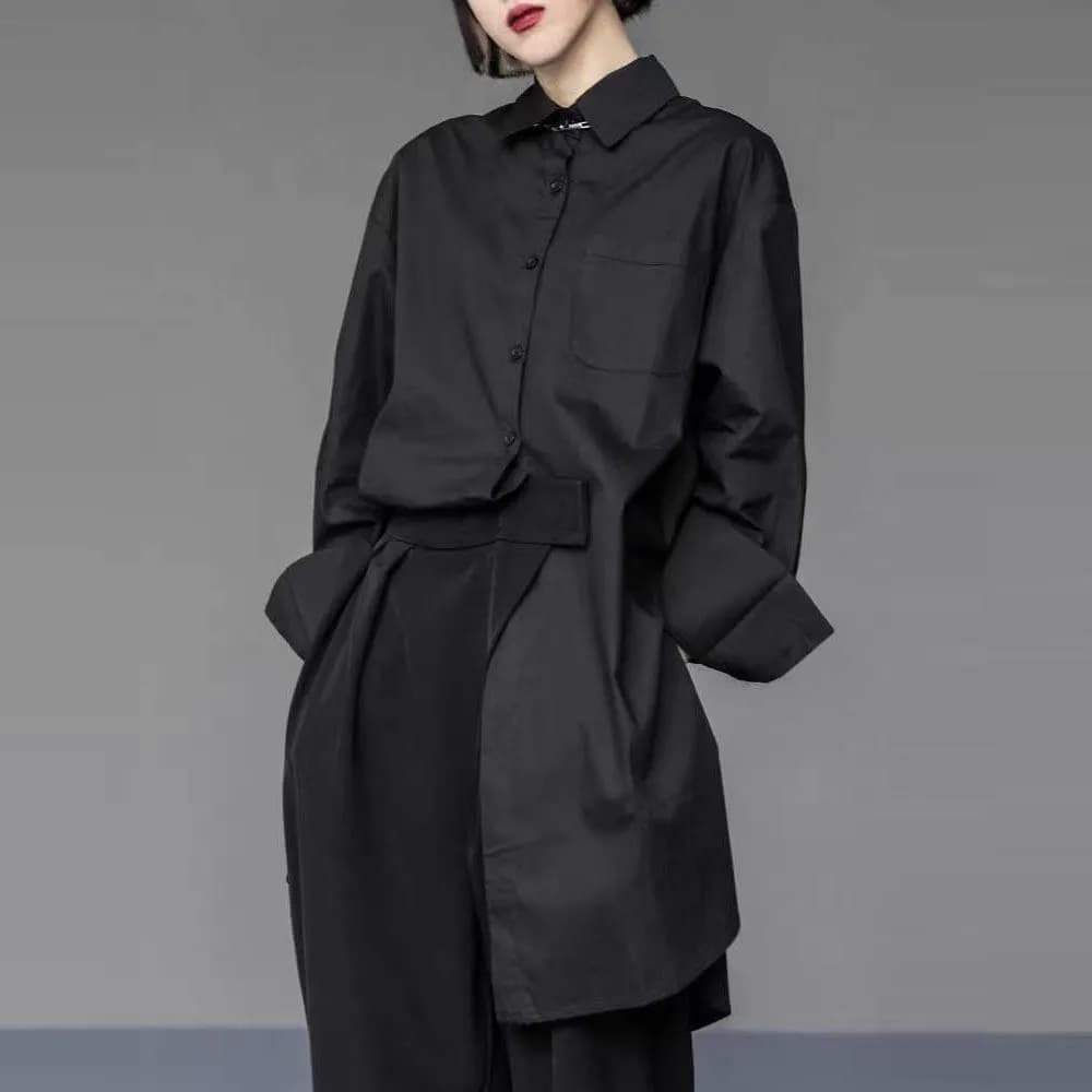 モード系ファッションング限定返礼品】  ユニセックス ロングシャツブラウス（白）