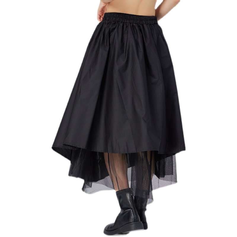 モード系ファッション アシンメトリーチュールレイヤードスカート