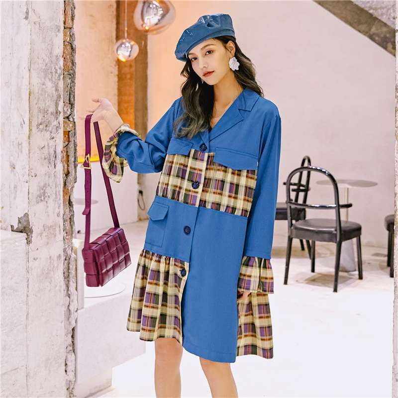 モード系ファッション エクレクティックブルーコートドレス