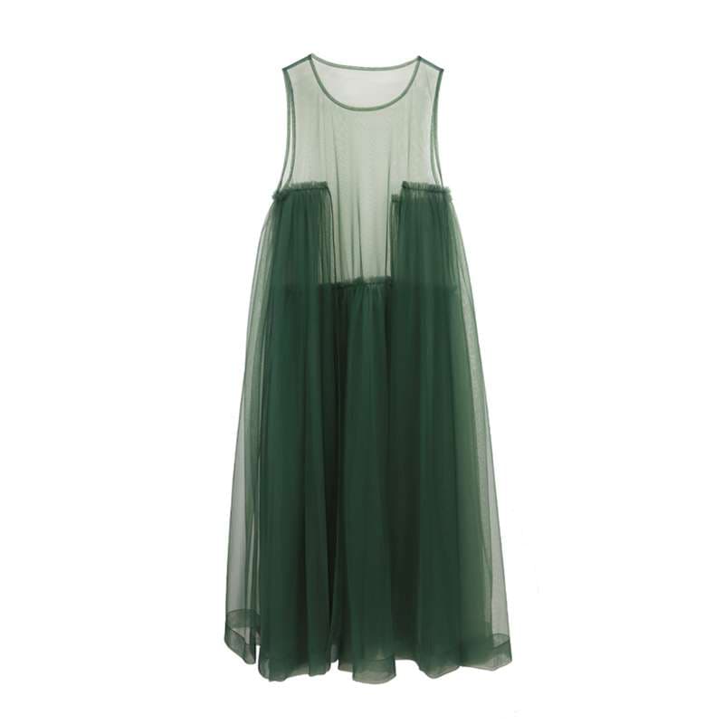 モード系ファッション エコシックなチュールレイヤードドレス