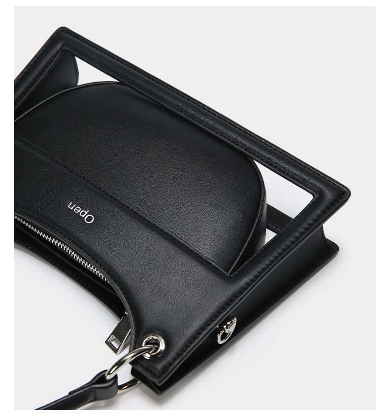 モード系ファッション モダンフレームハンドバッグ "オープン"