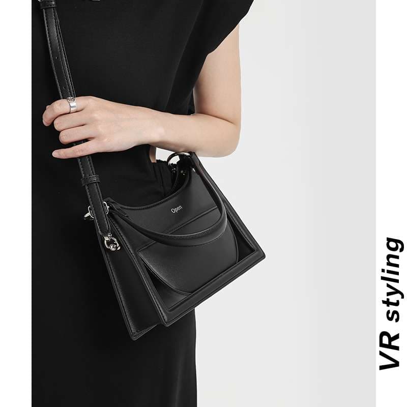 モード系ファッション モダンフレームハンドバッグ "オープン"