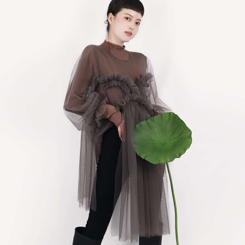 モード系ファッション エコーな花姫のチュールドレス