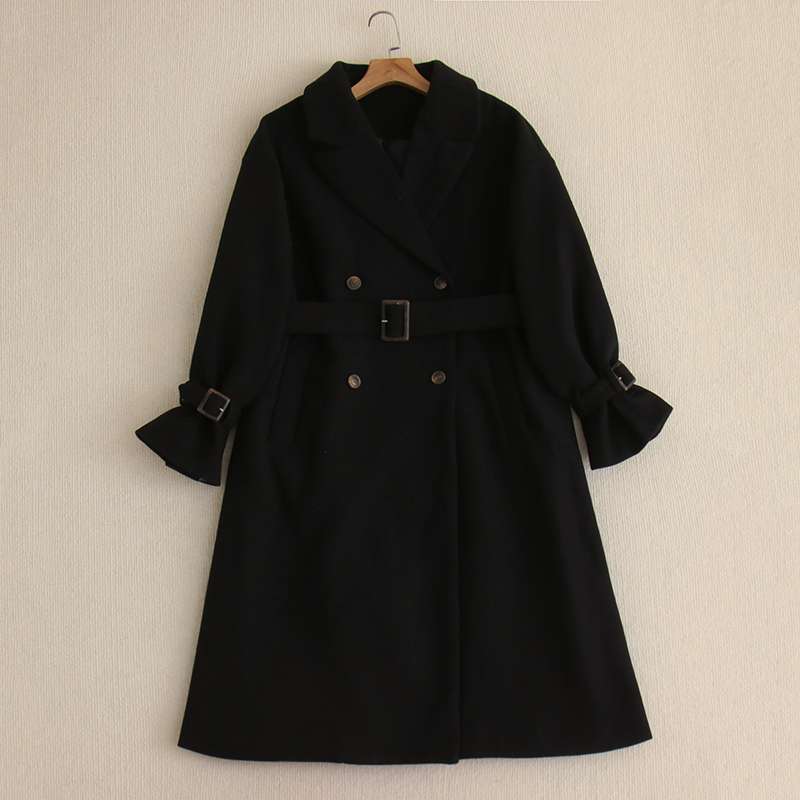 モード系ファッション フレア袖ダブルブレストトレンチコート