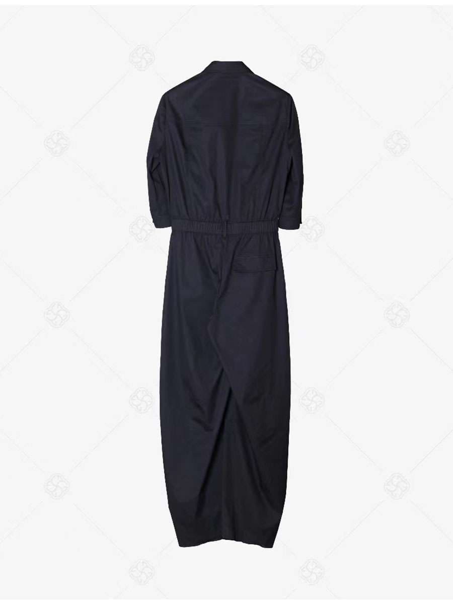 モード系ファッション オールインワン シャツカラージャンプスーツ